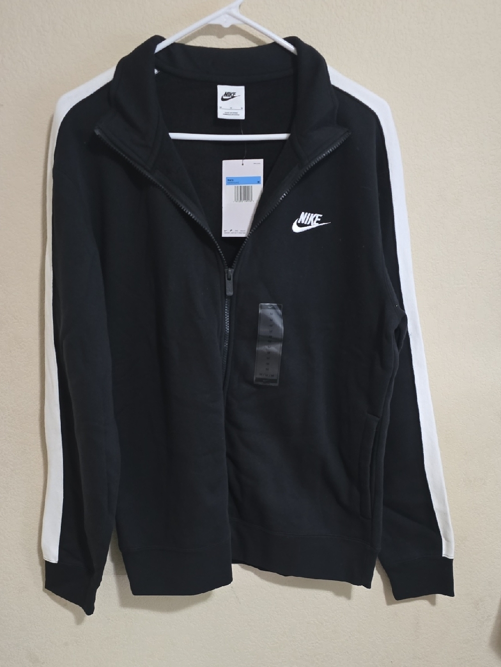 Nike Black Jacket with White Sleeve Stripes